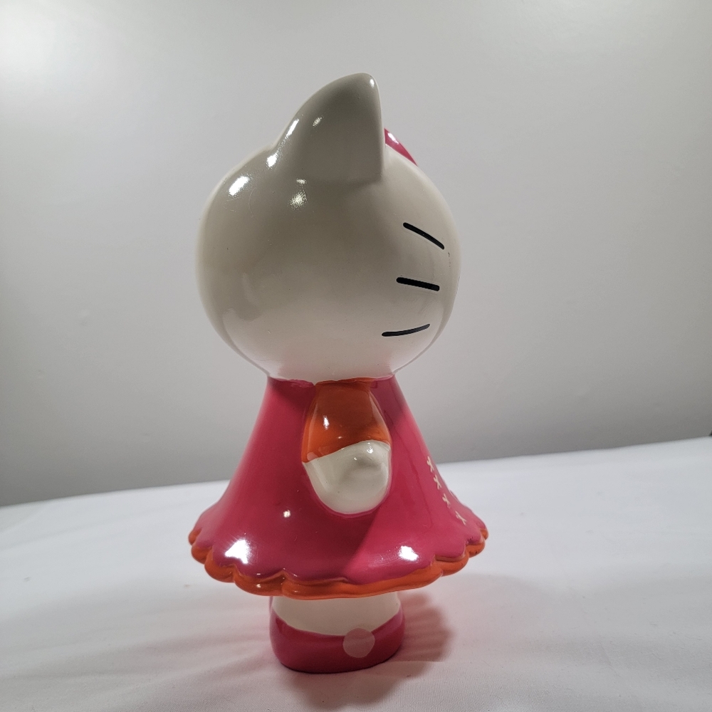 Hello Kitty Sanrio Ceramic Coin Bank 9" FAB 1978 2012 Pink Dress Bow Piggy - Picture 6 of 11